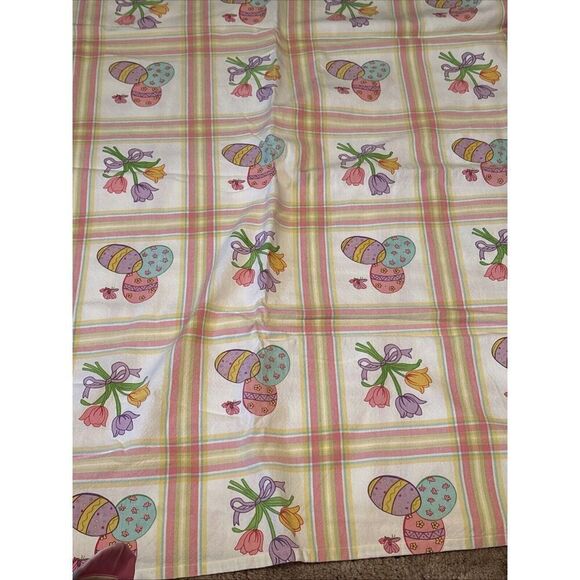 Nobility Easter Tablecloth 60 x 84 Inch Rectangle, Easter Eggs/Tulips Multicolor - Picture 1 of 6